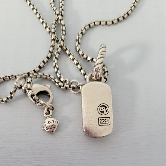 David Yurman Mini Midnight Mélange Diamond Dog Tag Pendant Necklace - Picture 4 of 9